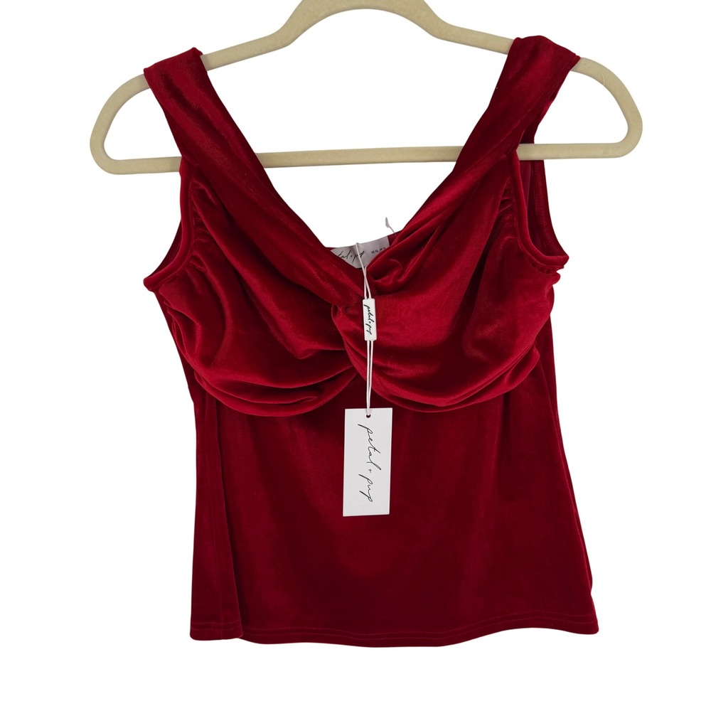 Petal + Pup Rita Velvet Off Shoulder Top Womens XL Red NEW Draped Holiday Party
